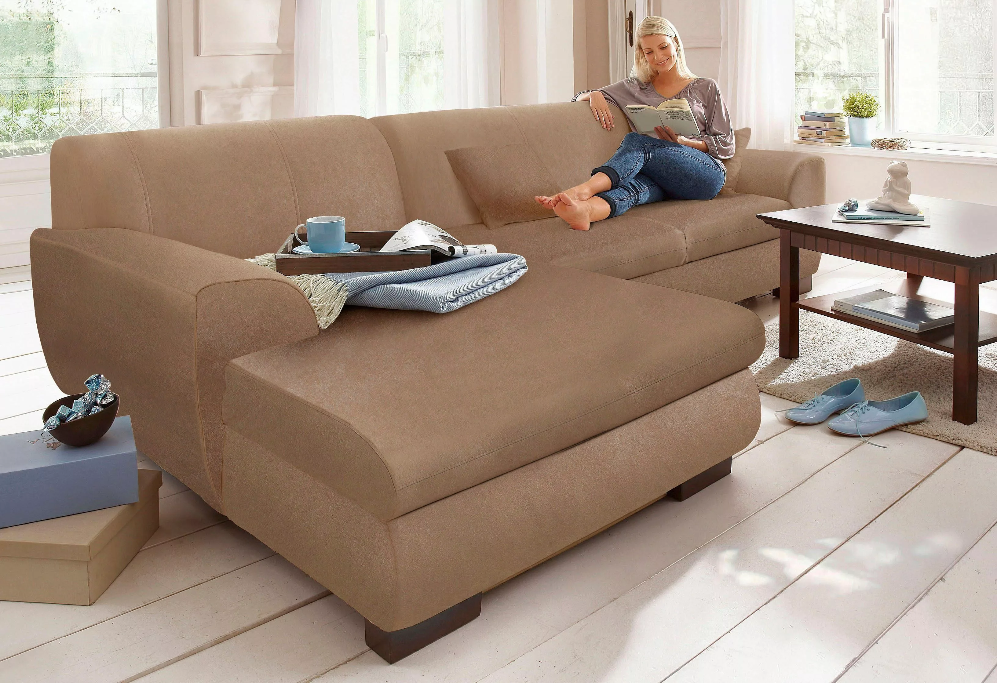 Home affaire Ecksofa "Nika zeitlos und elegant, L-Form", wahlweise mit Bett günstig online kaufen