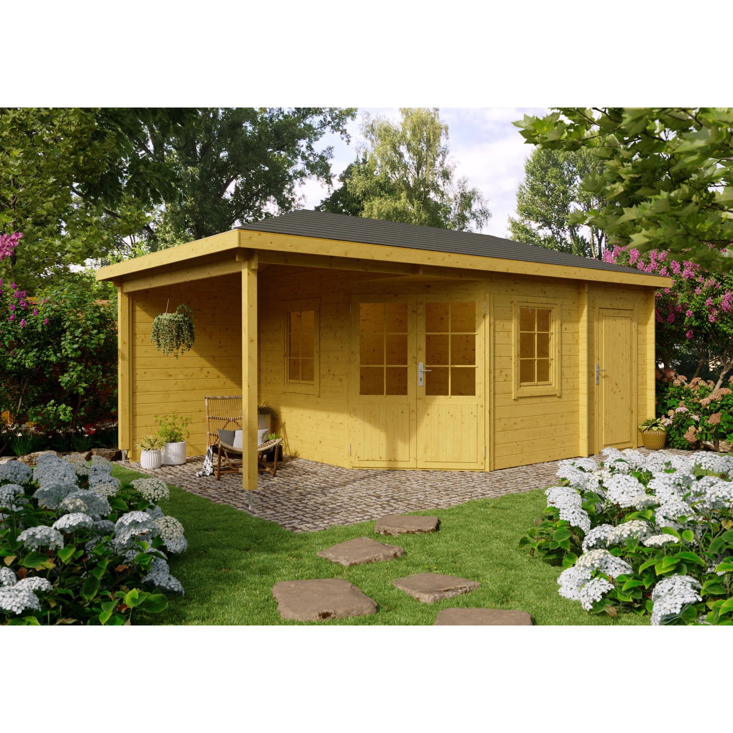 Fjordholz 5-Eck Gartenhaus Modell Evelyn 3E Kiefer Imprägniert günstig online kaufen