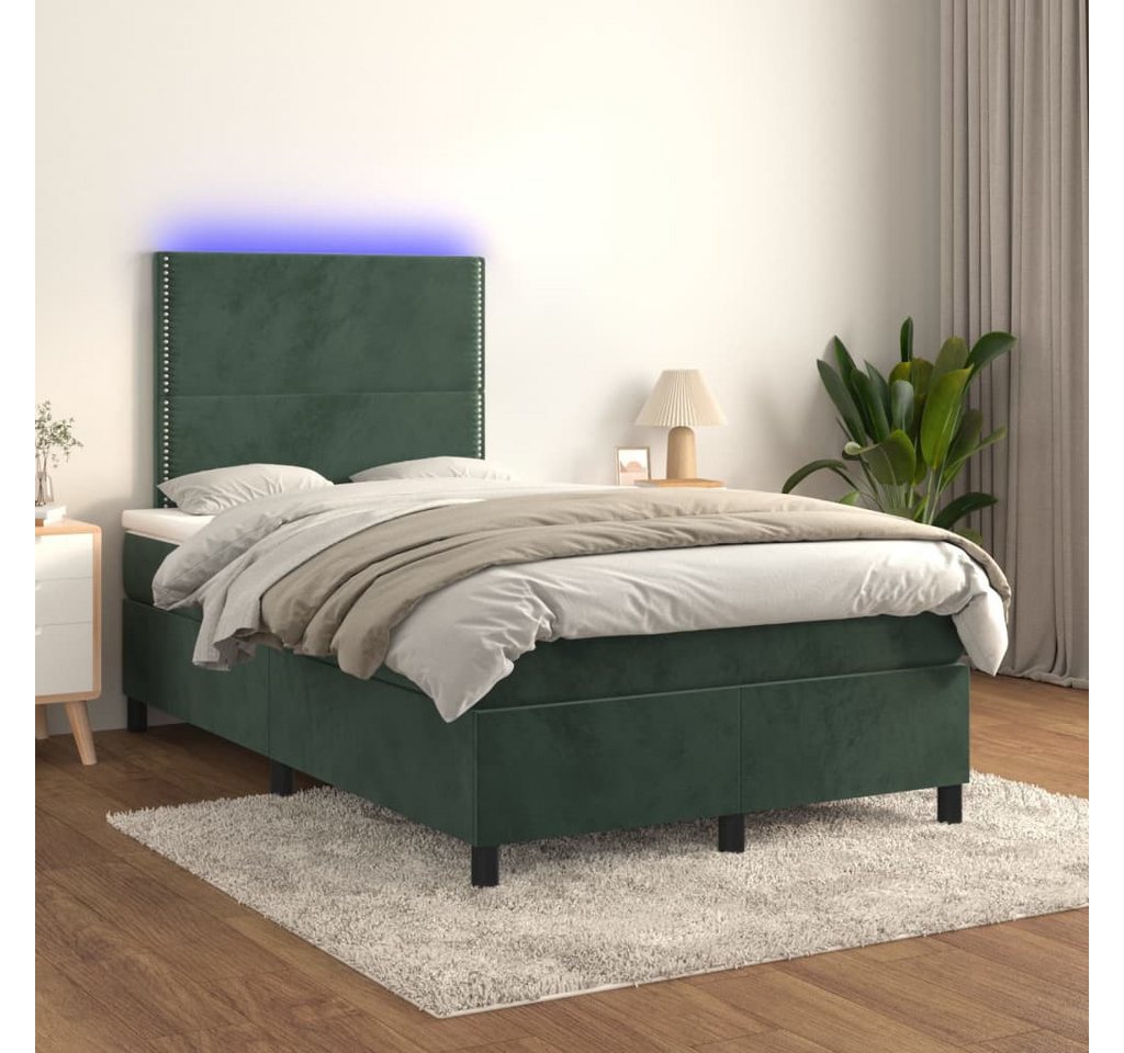 vidaXL Boxspringbett Boxspringbett mit Matratze LED Dunkelgrün 120x200 cm S günstig online kaufen