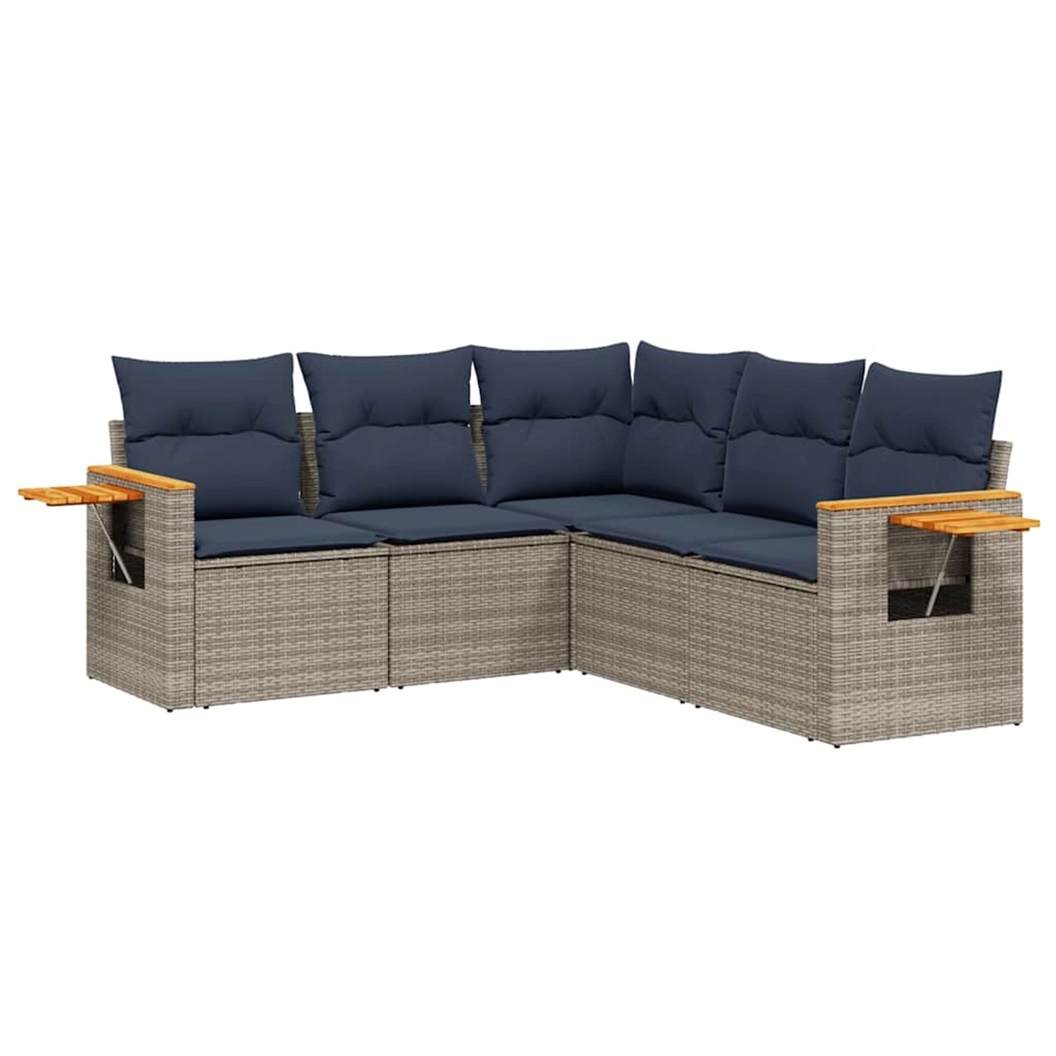 vidaXL 5-Tlg Garten-Sofagarnitur mit Kissen Grau Poly Rattan 3226803 günstig online kaufen