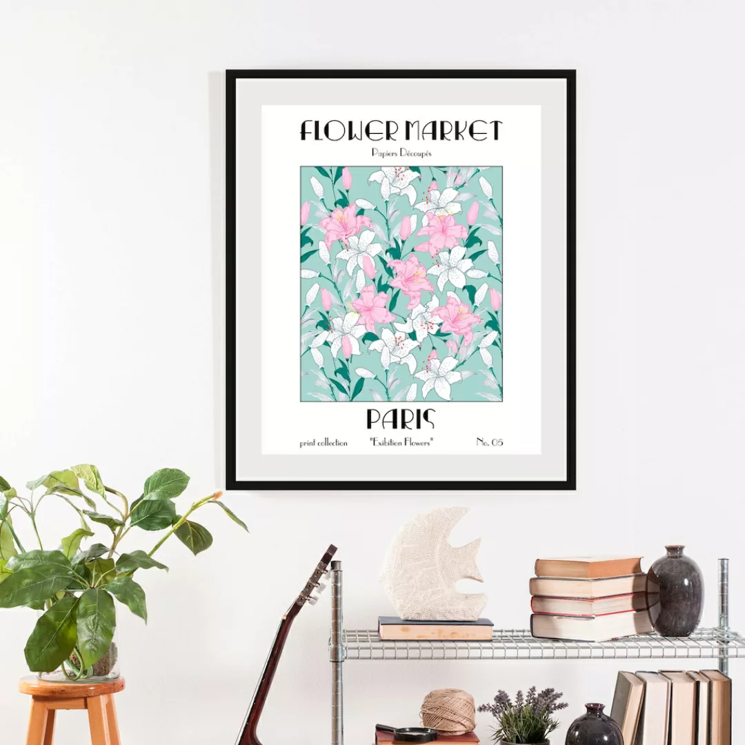 queence Bild "Flowermarket", (1 St.), HD Premium Poster-Druck inkl. Holzrah günstig online kaufen