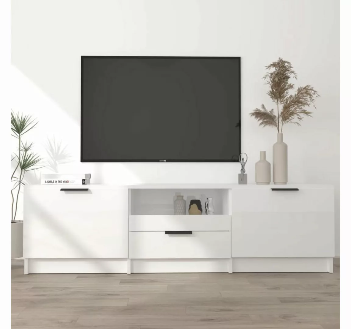 furnicato TV-Schrank Hochglanz-Weiß 140x35x40 cm Holzwerkstoff günstig online kaufen