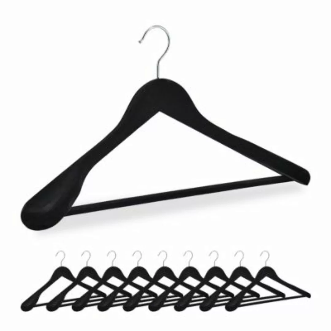 relaxdays Schwarze Kleiderbügel Samt im 10er Set schwarz günstig online kaufen