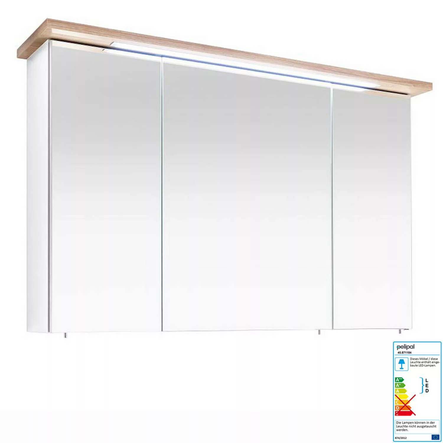 Lomadox Badezimmer Spiegelschrank 3-türig MALANJE-66  in weiß Glanz / Rivie günstig online kaufen