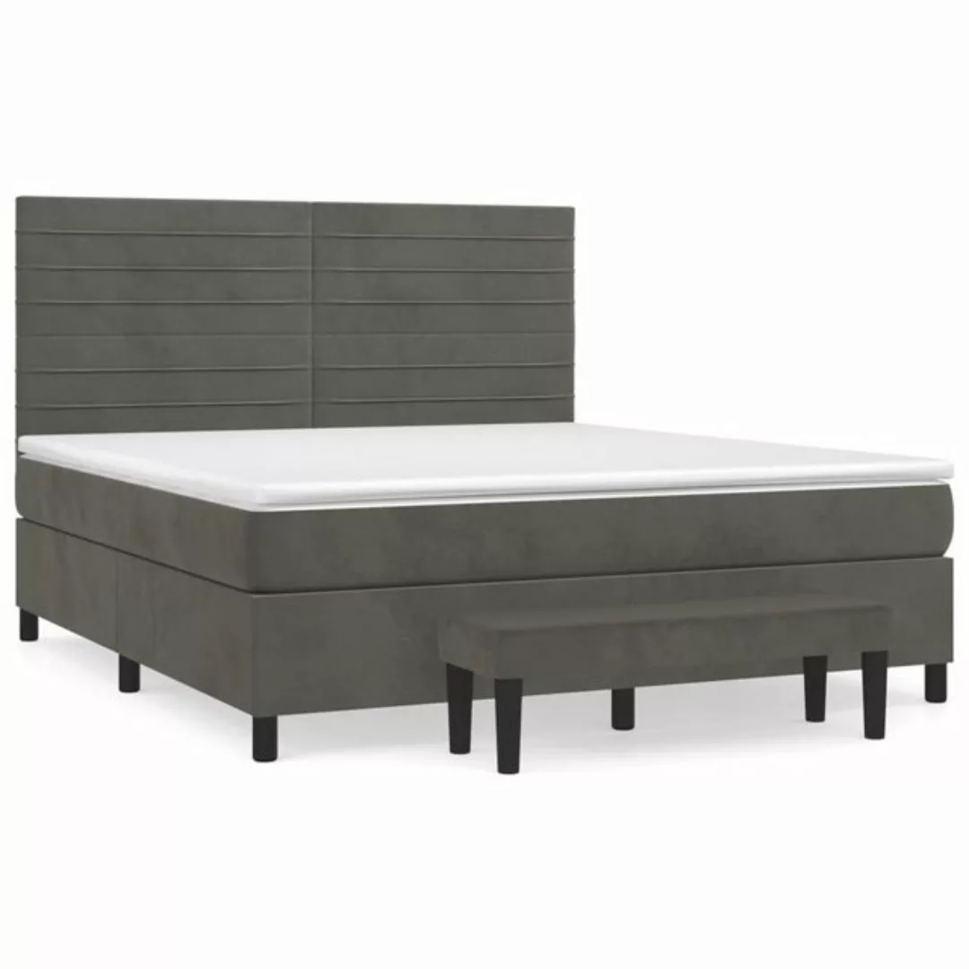 vidaXL Bettgestell Boxspringbett mit Matratze Dunkelgrau 160x200 cm Samt Be günstig online kaufen