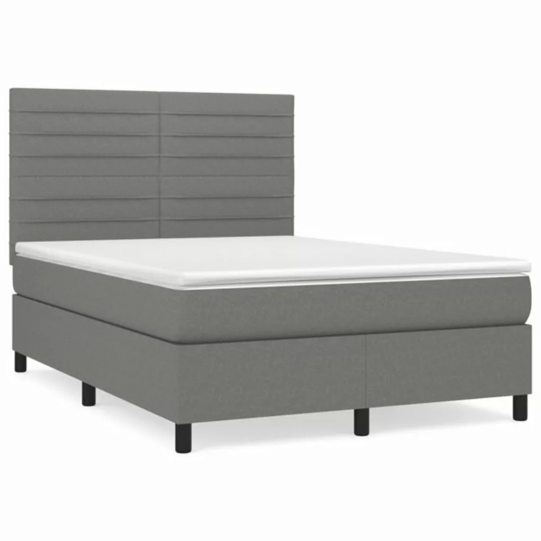 vidaXL Boxspringbett Boxspringbett mit Matratze Dunkelgrau 140x200 cm Stoff günstig online kaufen