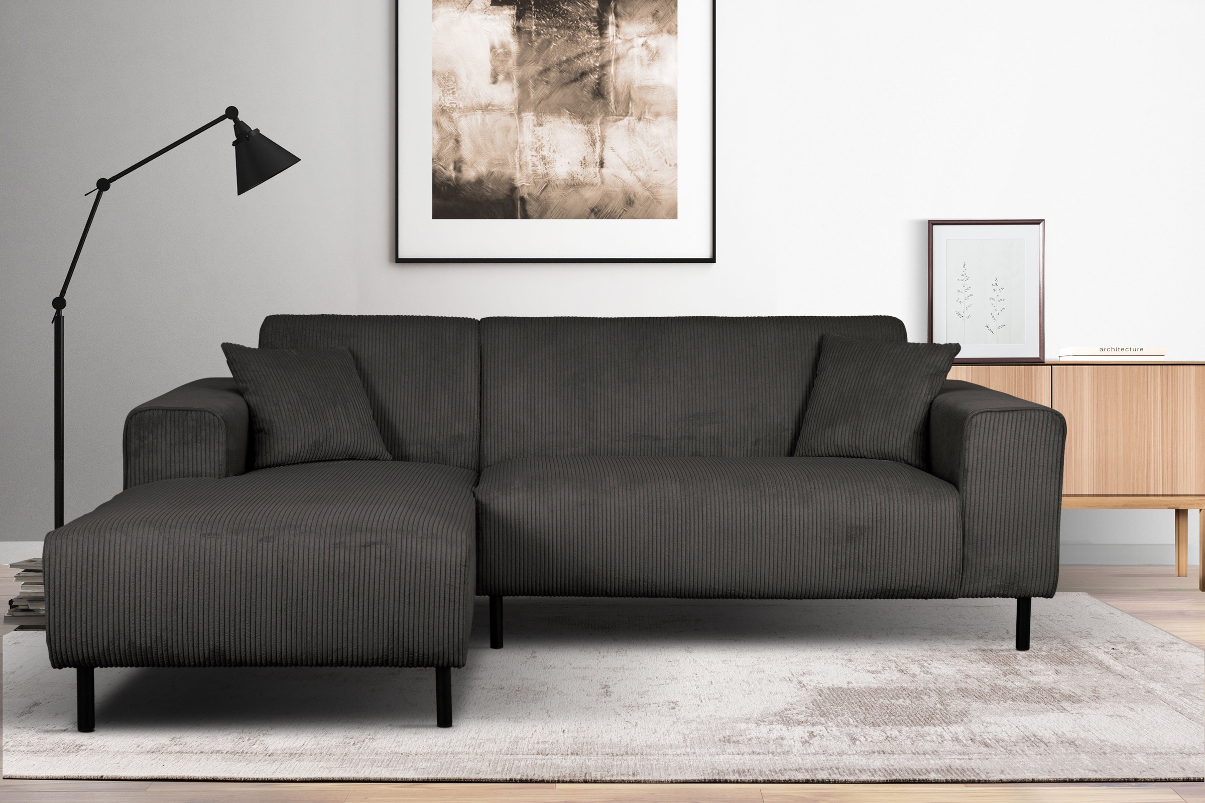 Home affaire Ecksofa "ARROS L-Form mit Wellenunterfederung, Maße B/T/H: 235 günstig online kaufen