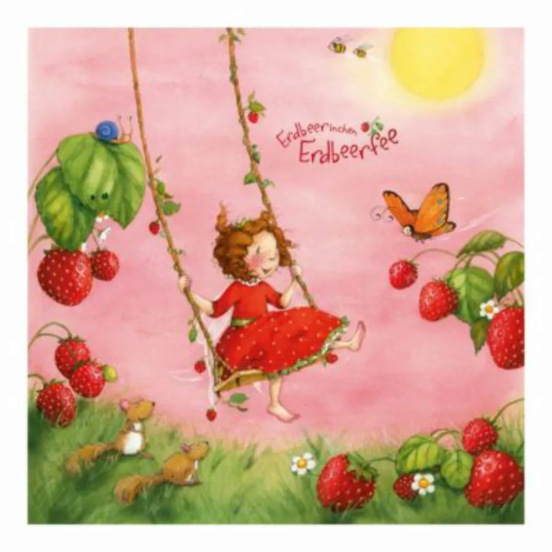 Bilderwelten Fototapete Erdbeerinchen Erdbeerfee - Baumschaukel rosa Gr. 19 günstig online kaufen