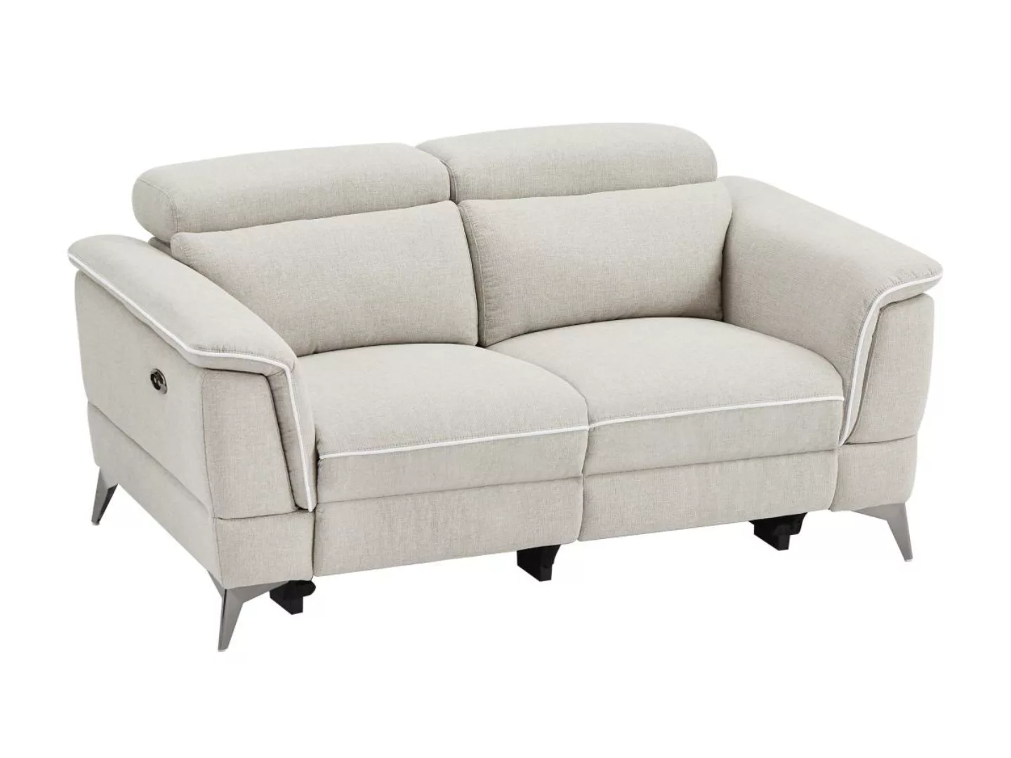 Relaxsofa elektrisch 2-Sitzer - Stoff - Beige - MACARI günstig online kaufen