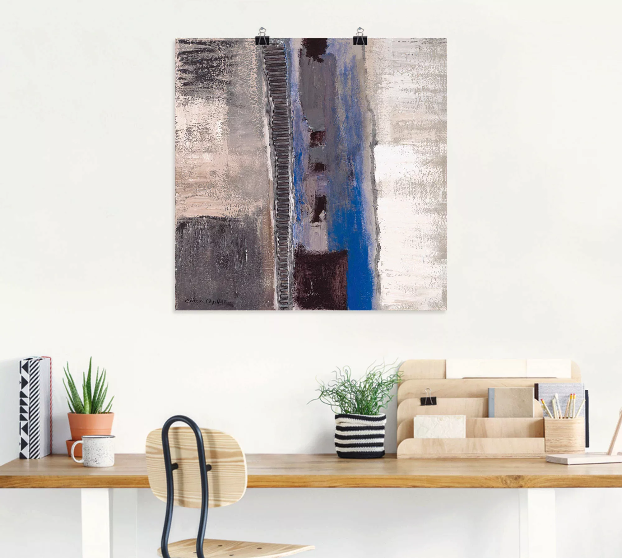 Artland Wandbild "Blau-silber Abstrakt II", Muster, (1 St.), als Leinwandbi günstig online kaufen