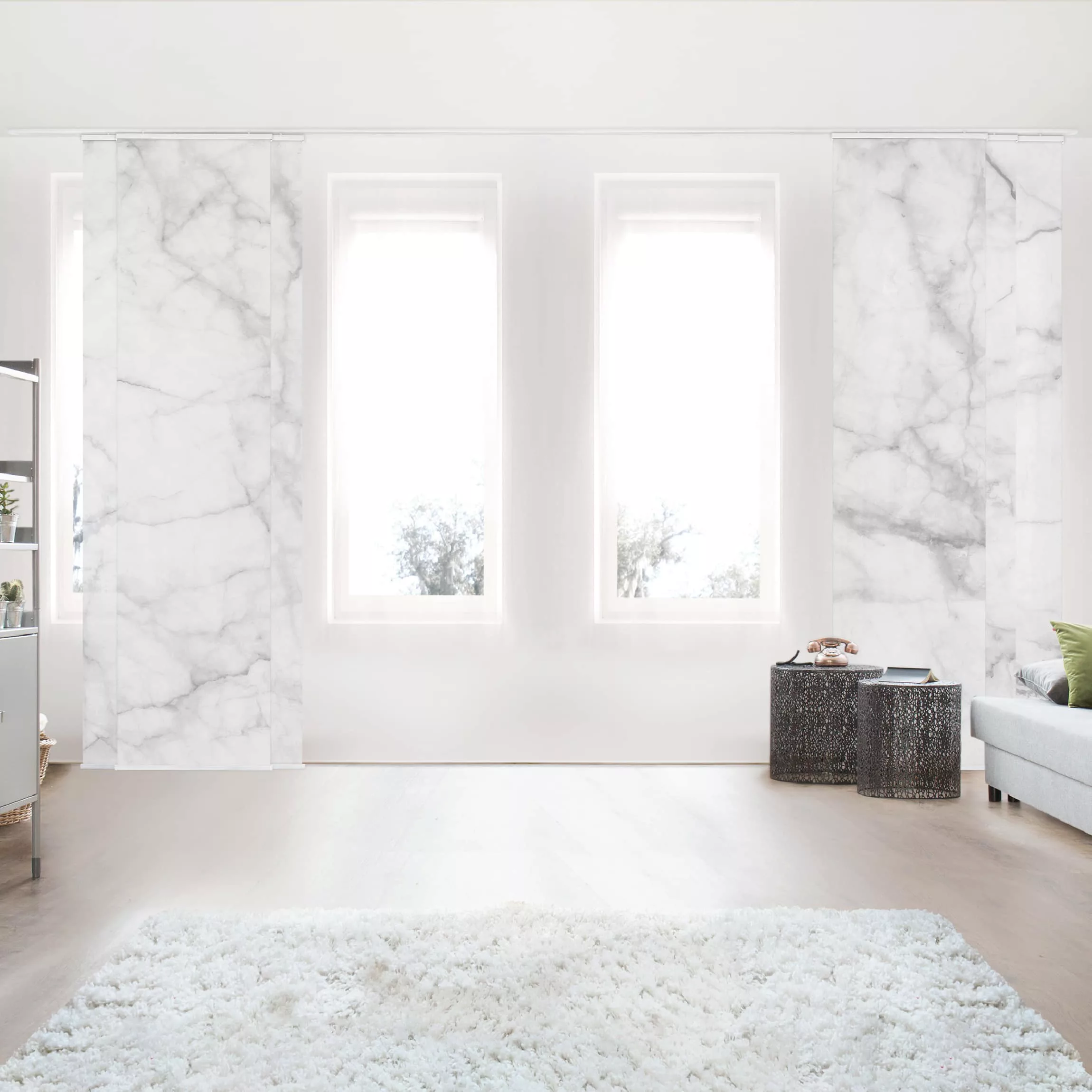 Schiebegardinen Set Steinoptik Bianco Carrara günstig online kaufen
