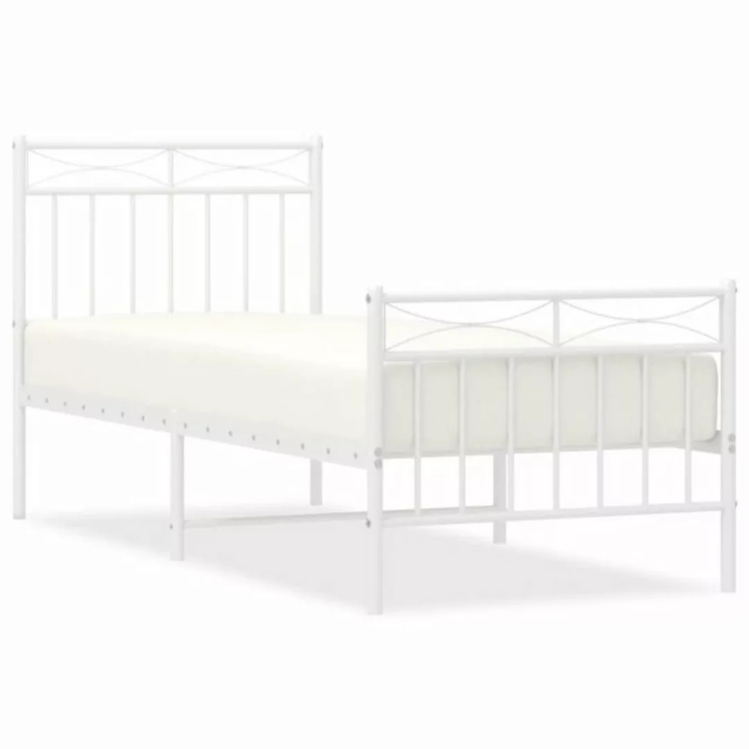 furnicato Bett Bettgestell mit Kopf- und Fußteil Metall Weiß 80x200 cm günstig online kaufen