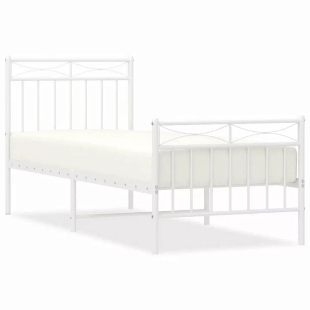 furnicato Bett Bettgestell mit Kopf- und Fußteil Metall Weiß 75x190 cm günstig online kaufen