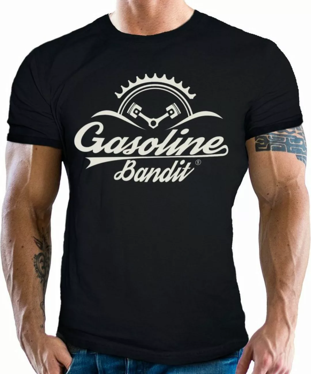 GASOLINE BANDIT® T-Shirt für Hot Rod Biker Racer Motorradfahrer: Bandit Log günstig online kaufen