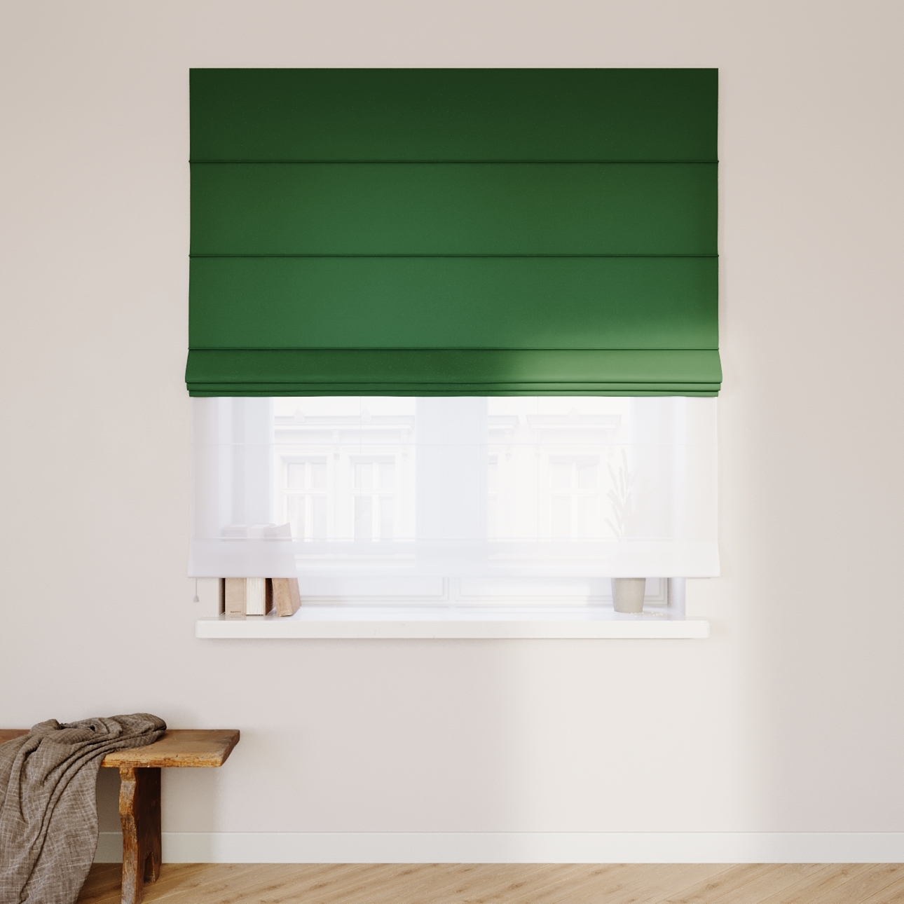 Dekoria Doppelraffrollo Duo, waldgrün, 120 x 160 cm günstig online kaufen