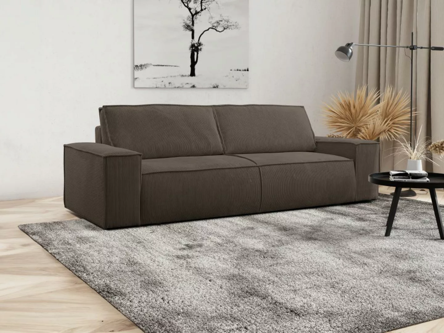 Schlafsofa 4-Sitzer - Cord - Braun - AMELIA günstig online kaufen