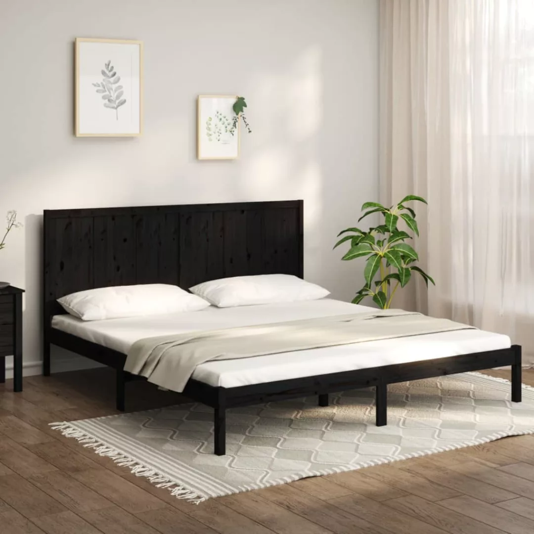 vidaXL Bettgestell Massivholzbett Schwarz Kiefer 200x200 cm Bett Bettgestel günstig online kaufen