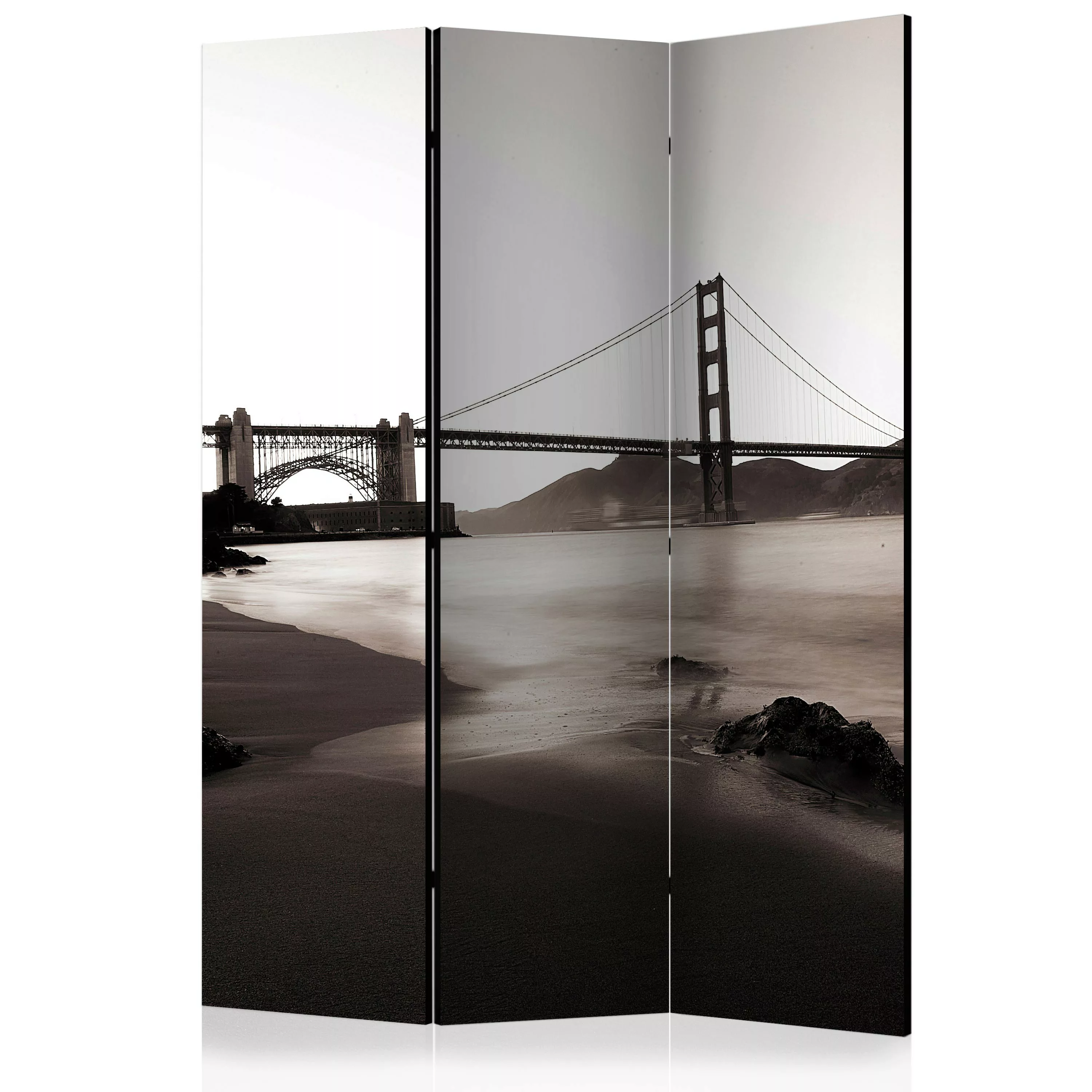 3-teiliges Paravent - San Francisco: Golden Gate Bridge In Black And White günstig online kaufen