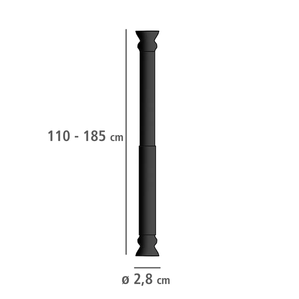 WENKO Duschvorhangstange "Schwarz", ausziehbar, Länge 110-185 cm günstig online kaufen