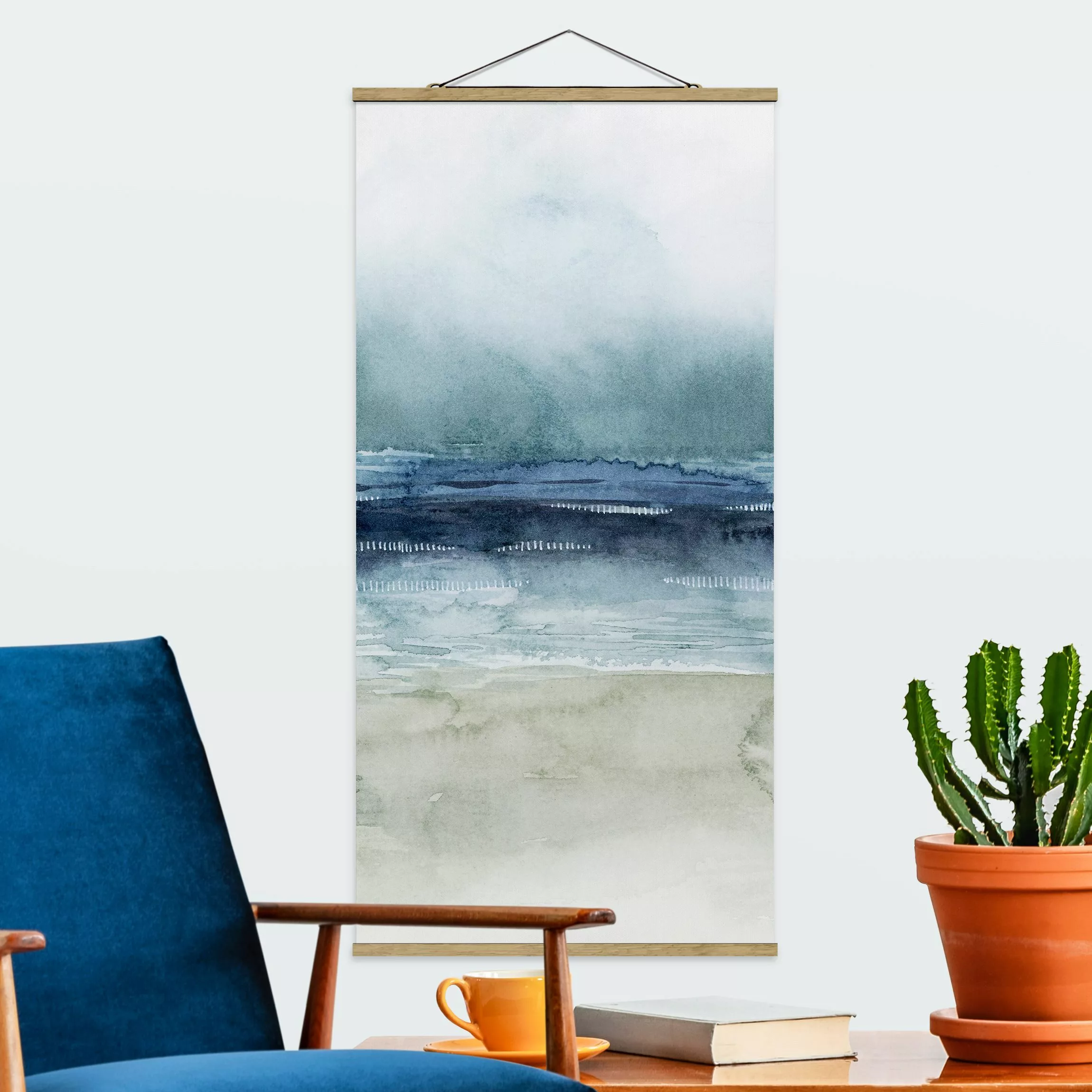 Stoffbild Kunstdruck mit Posterleisten - Hochformat Mariner Nebel I günstig online kaufen