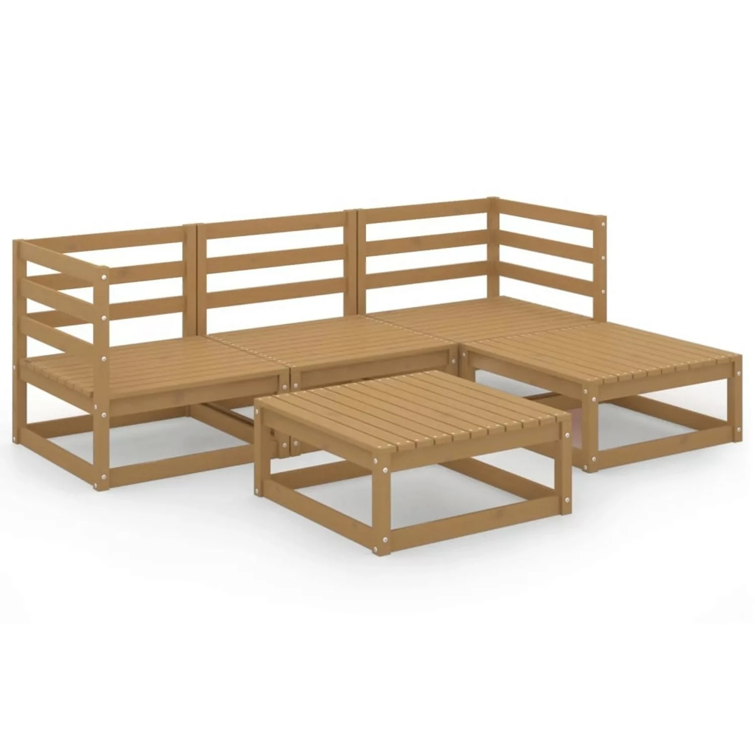 vidaXL 5-tlg Garten-Lounge-Set Honigbraun Massivholz Kiefer Modell 3 günstig online kaufen