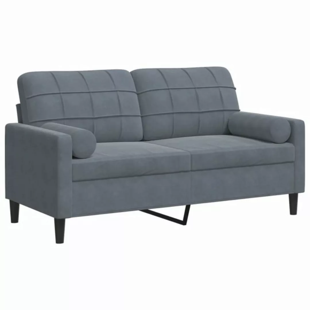 vidaXL Sofa, 2-Sitzer-Sofa mit Zierkissen Dunkelgrau 140 cm Samt günstig online kaufen