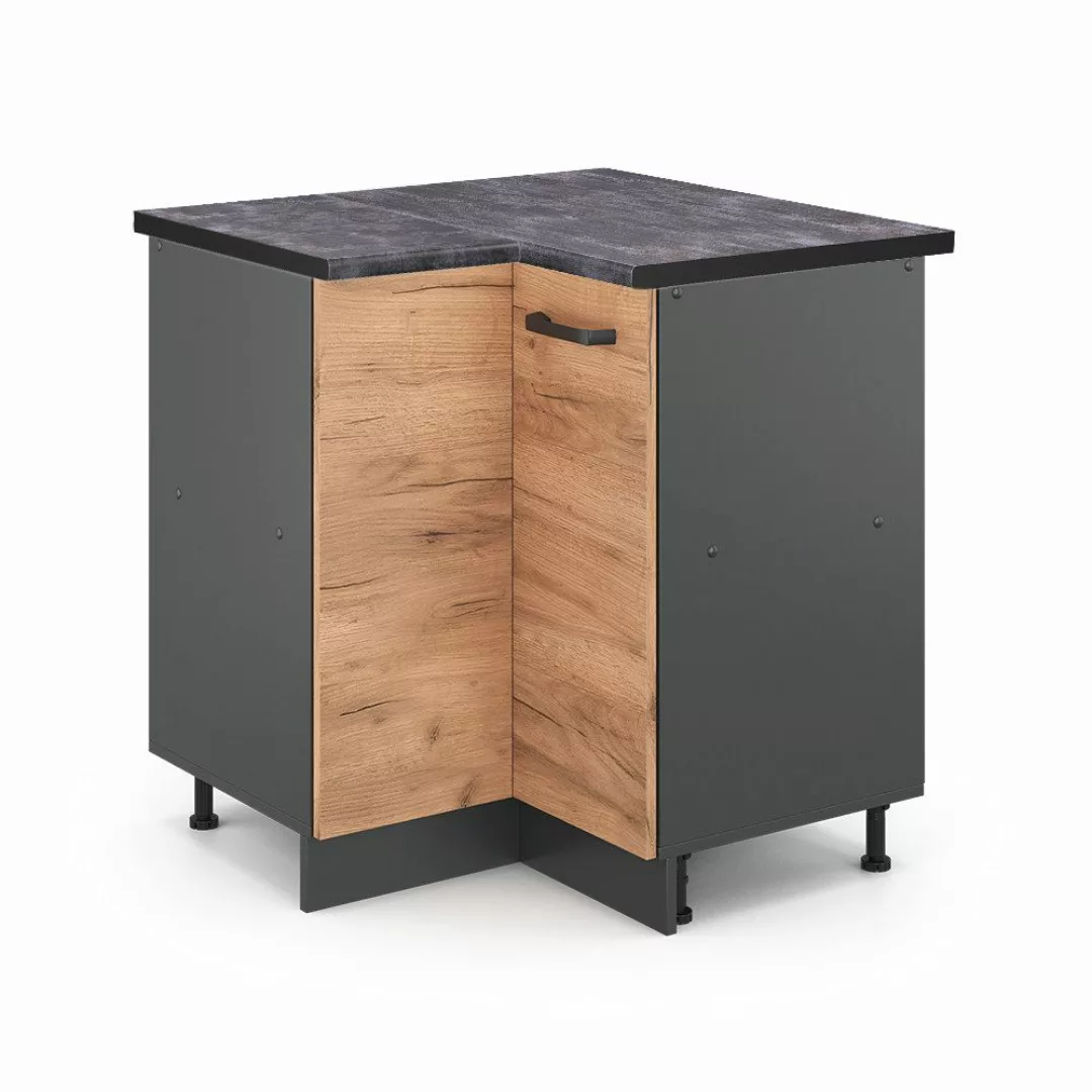 Vicco Eckunterschrank R-Line, Goldkraft Eiche/Anthrazit, 75.6 günstig online kaufen