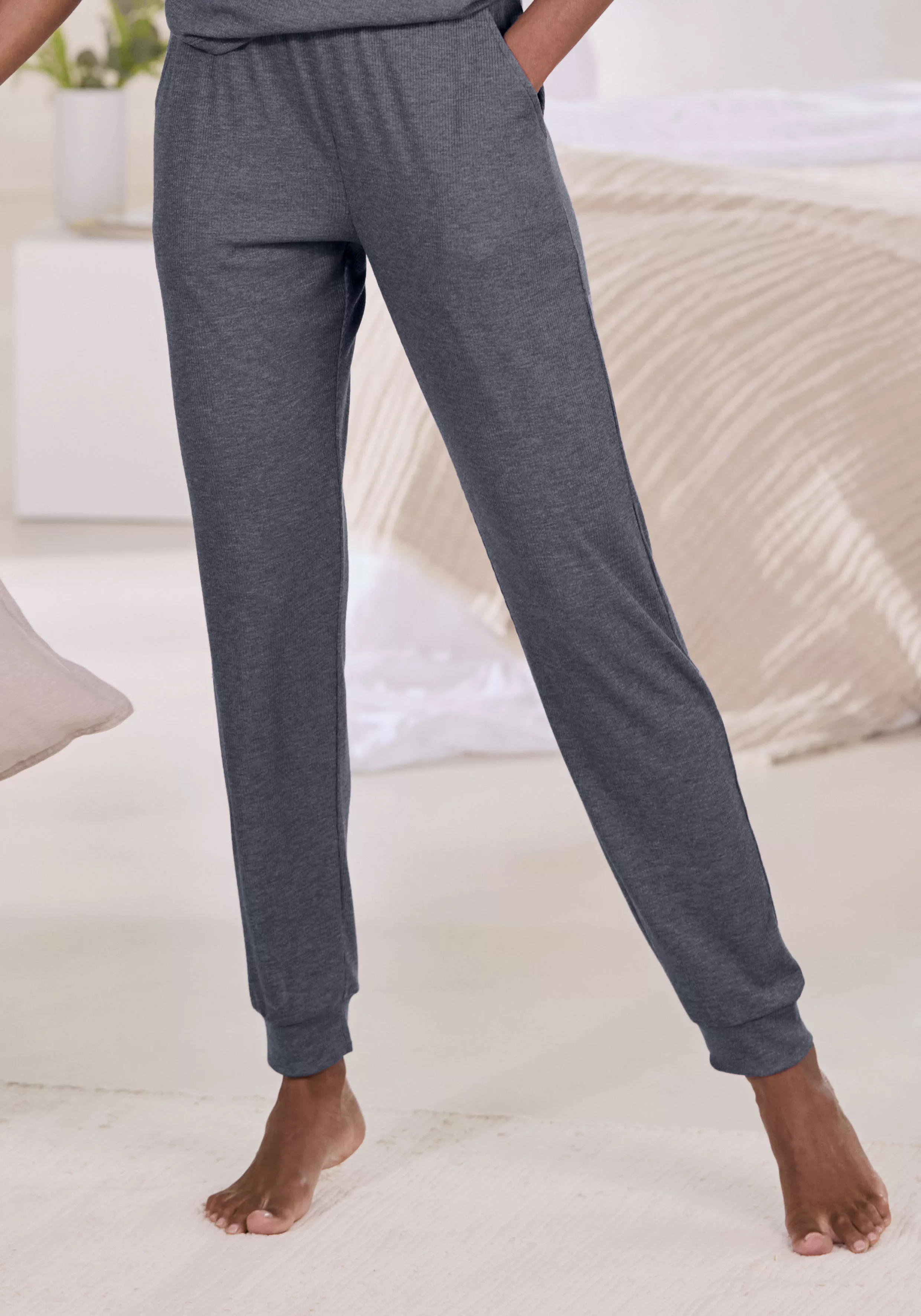 Vivance Dreams Pyjamahose in weicher Rippqualität günstig online kaufen