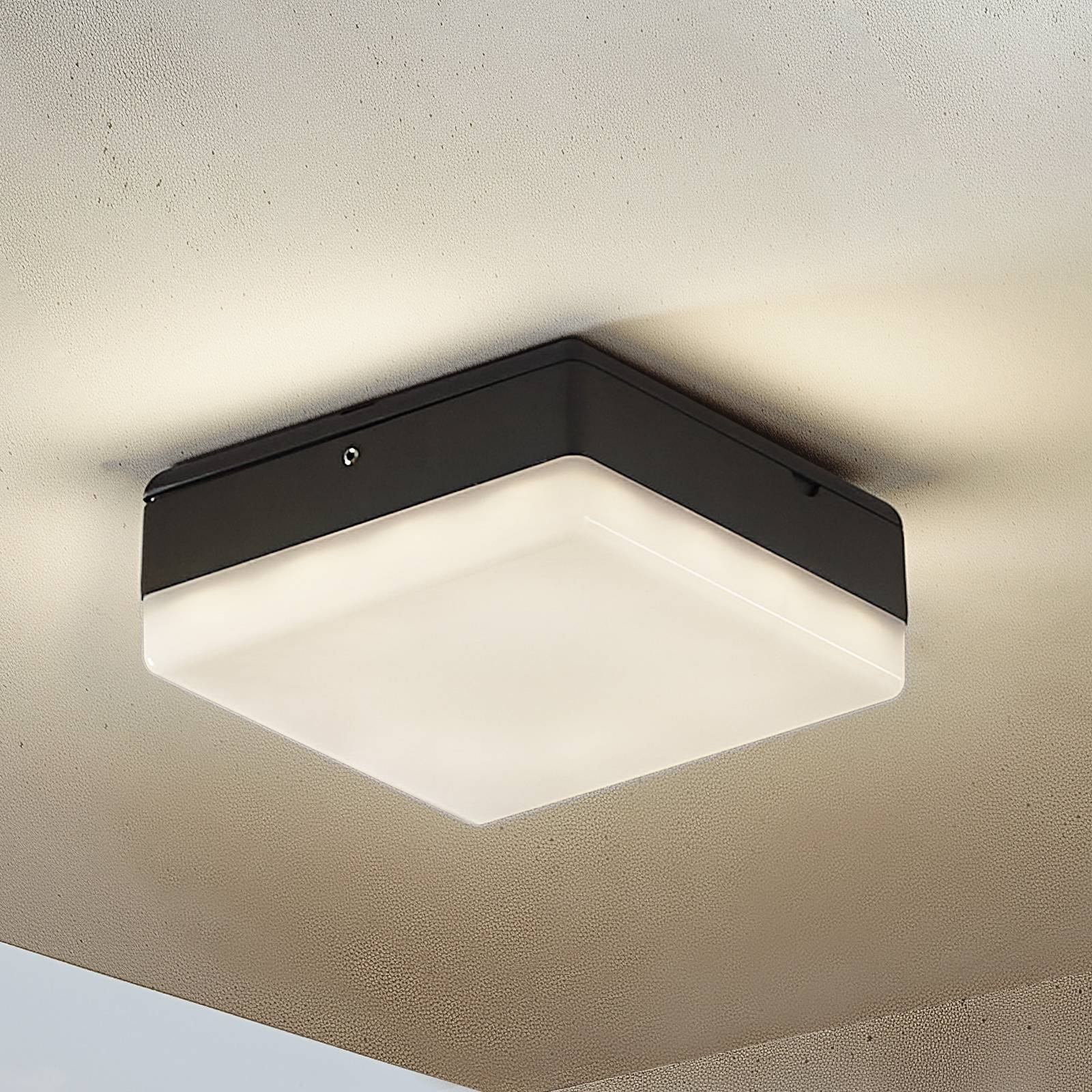 Lucande LED-Deckenlampe Thilo, 16cm, anthrazit, Sensor, IP54 günstig online kaufen