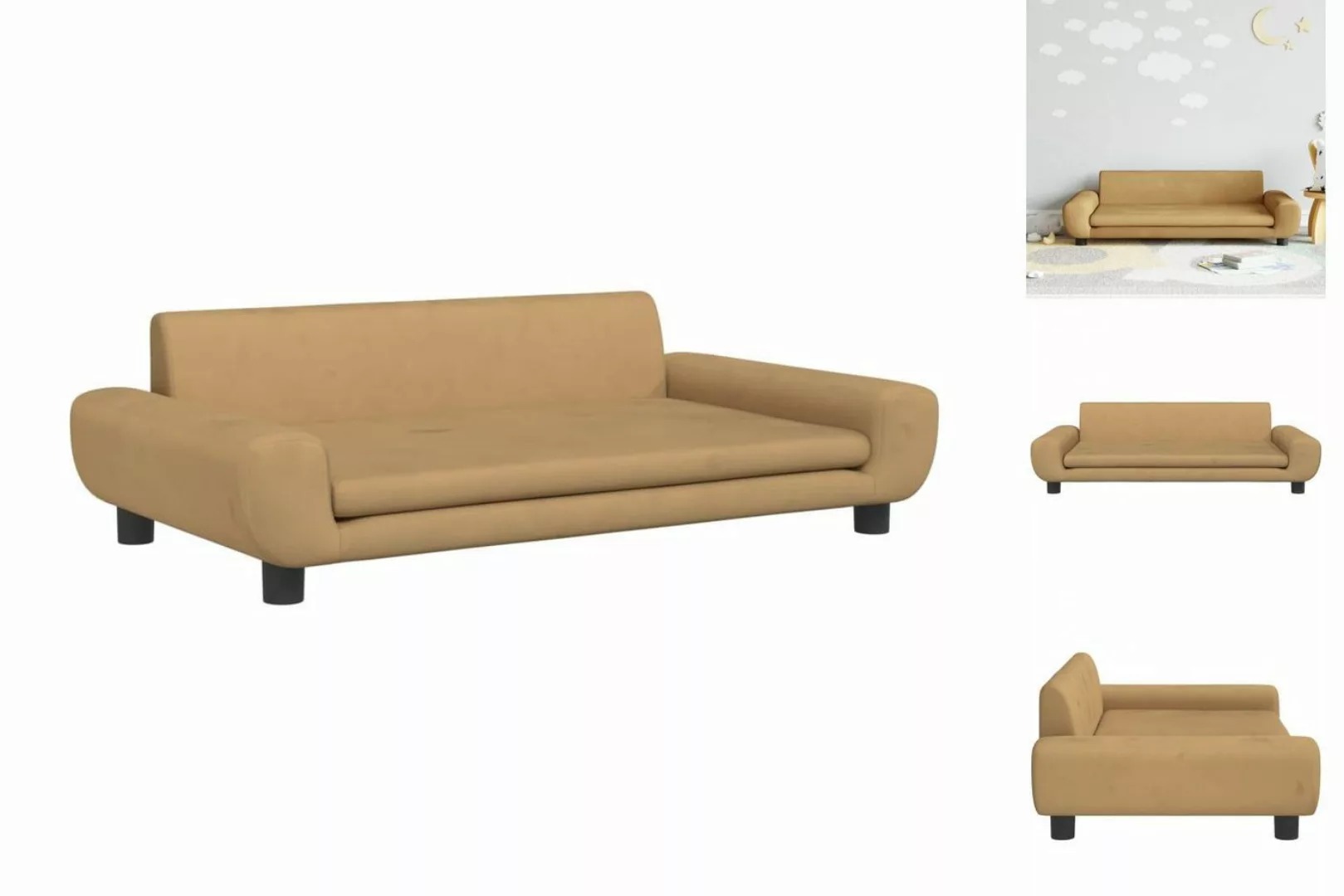 vidaXL Kindersofa Kindersofa Creme 100x54x33 cm Samt Kindercouch Kindermöbe günstig online kaufen