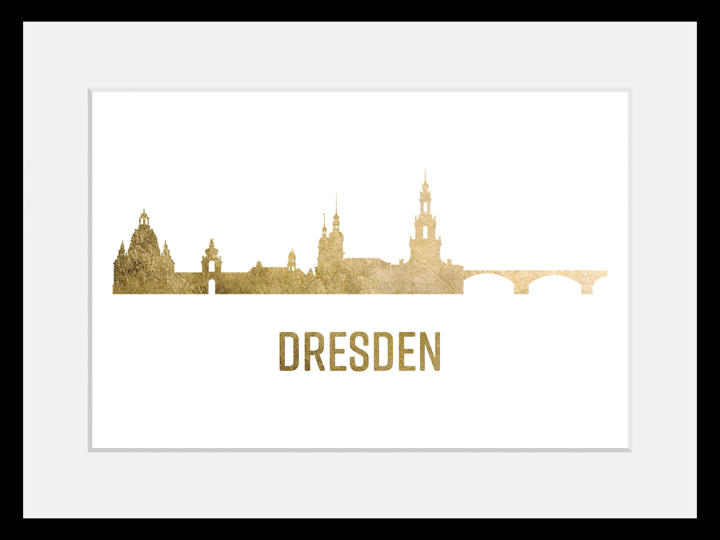 queence Bild "Dresden Skyline GOLD", Städte-Schriftzug-Deutschland-Stadt-Dr günstig online kaufen