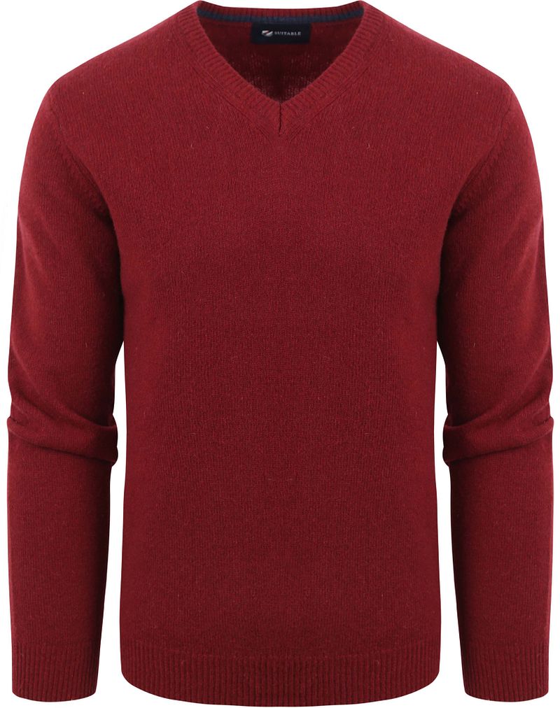 Suitable Lammwolle Pullover V-Ausschnitt Bordeaux - Größe M günstig online kaufen