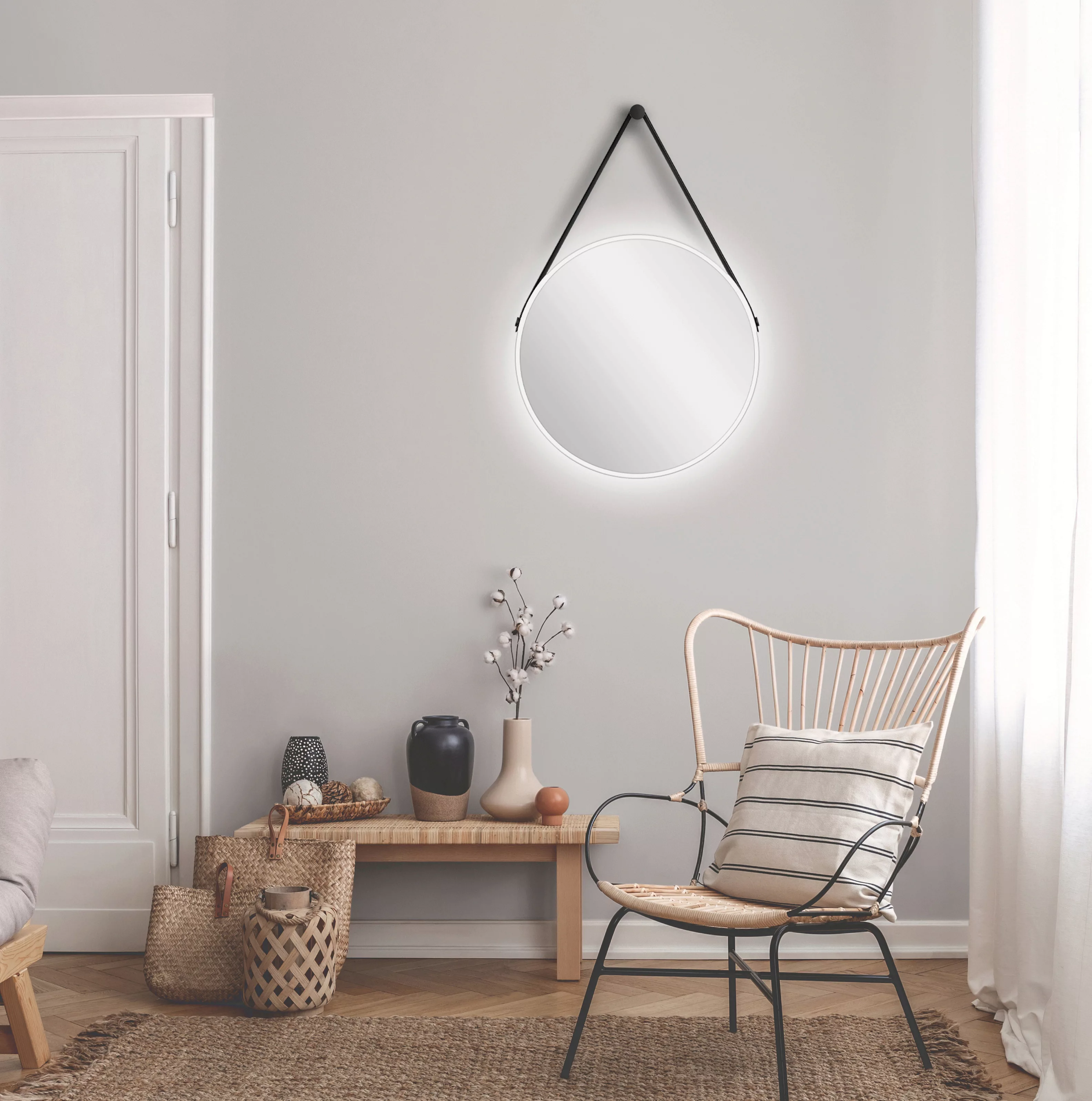 Talos LED-Lichtspiegel, rund, mit indirekter LED Beleuchtung, matt Ø 50 cm günstig online kaufen