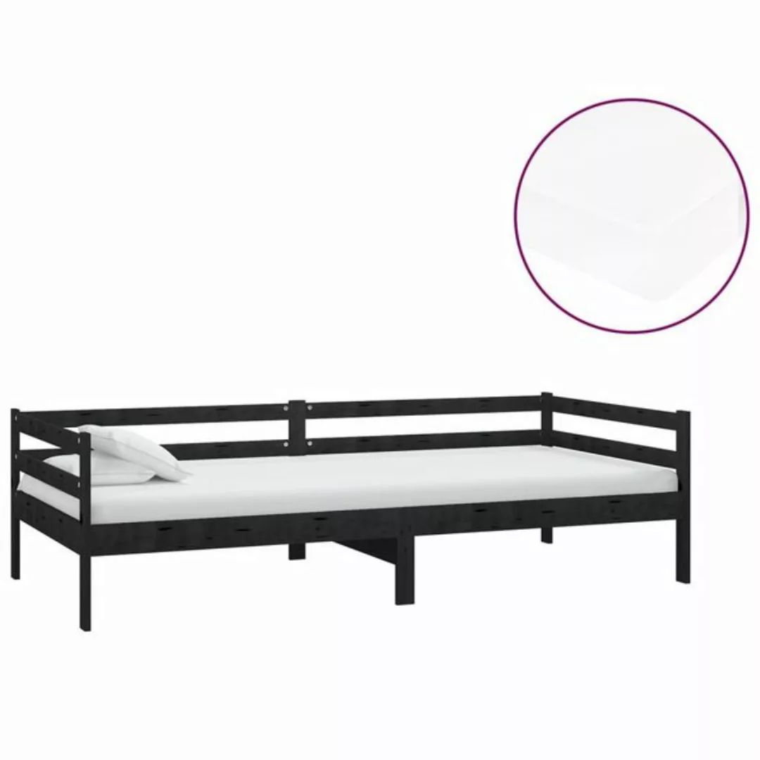 furnicato Bett Tagesbett mit Matratze 90x200 cm Schwarz Kiefer Massivholz günstig online kaufen