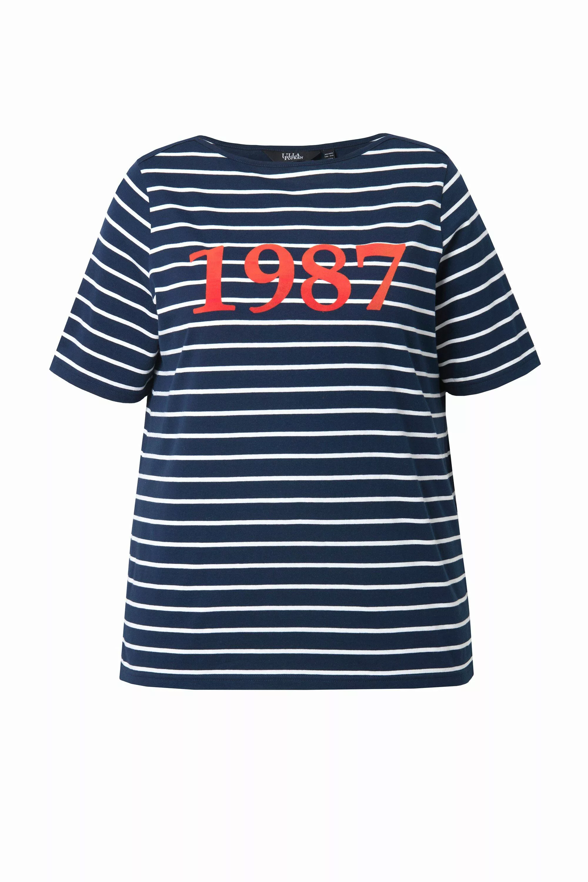 Ulla Popken T-Shirt T-Shirt Ringel Flockdruck günstig online kaufen