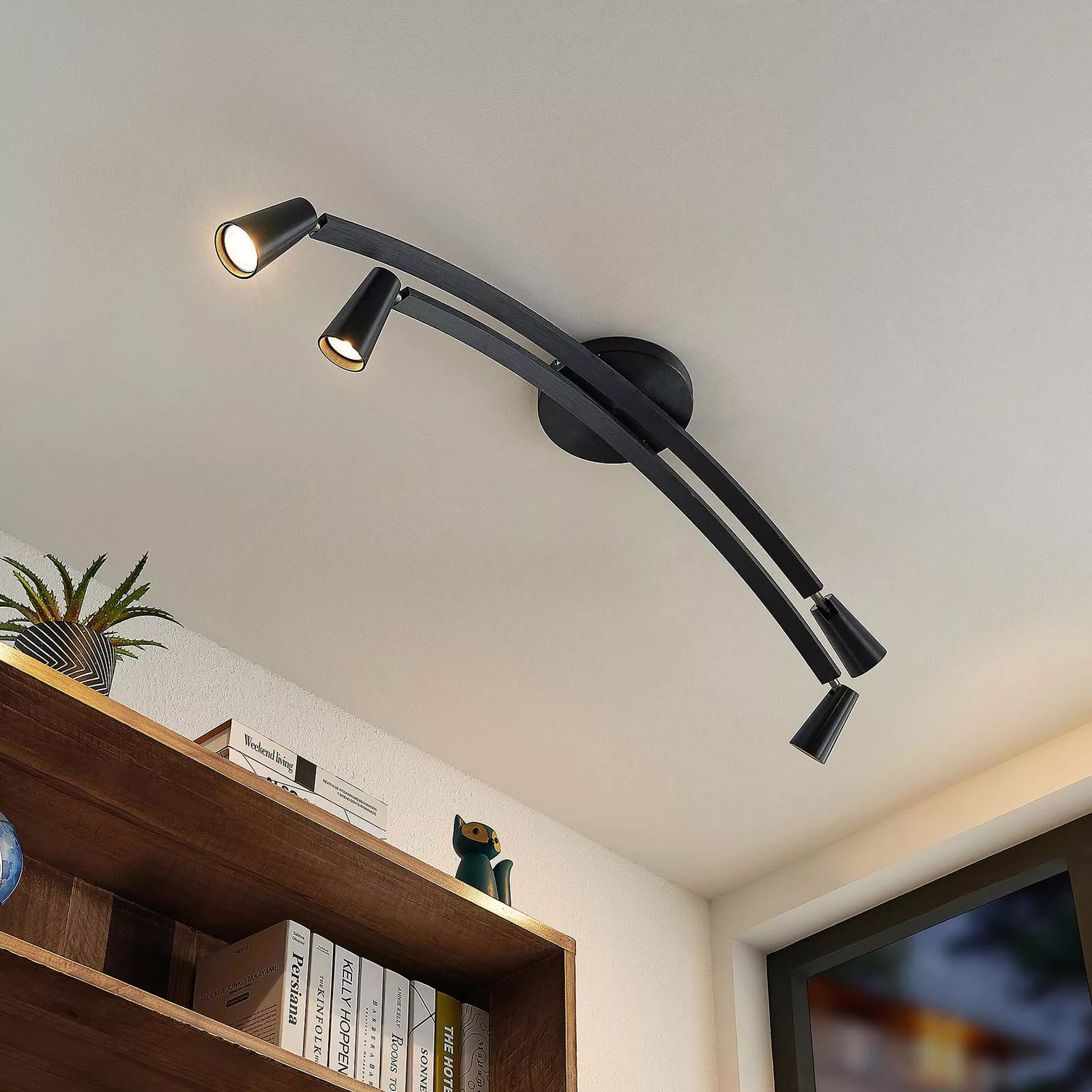 Lucande Velanoris Deckenlampe, 4-fl. schwarz günstig online kaufen