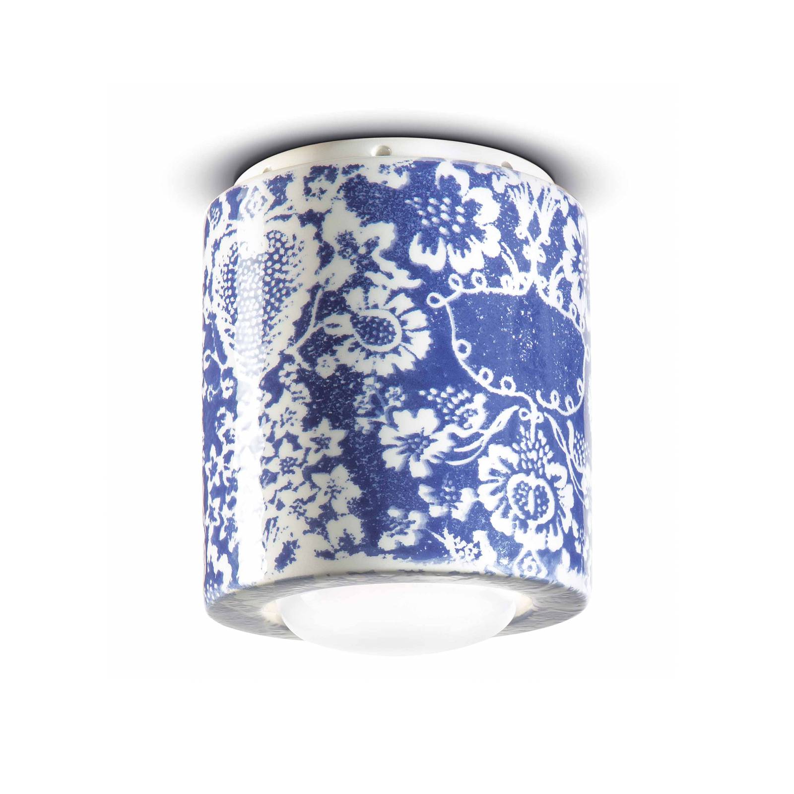 Deckenlampe PI, Blumenmuster, Ø 12,5 cm blau/weiß günstig online kaufen