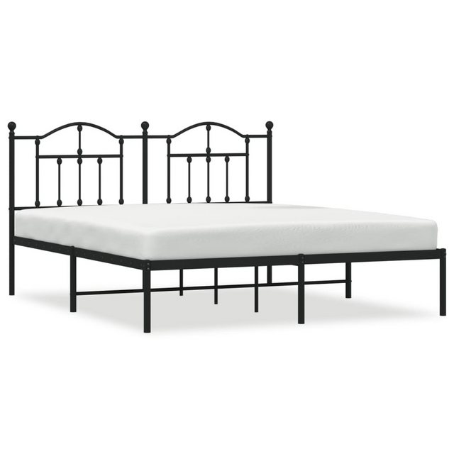 vidaXL Bettgestell, Bettrahmen mit Kopfteil Metall Schwarz 183x213 cm günstig online kaufen