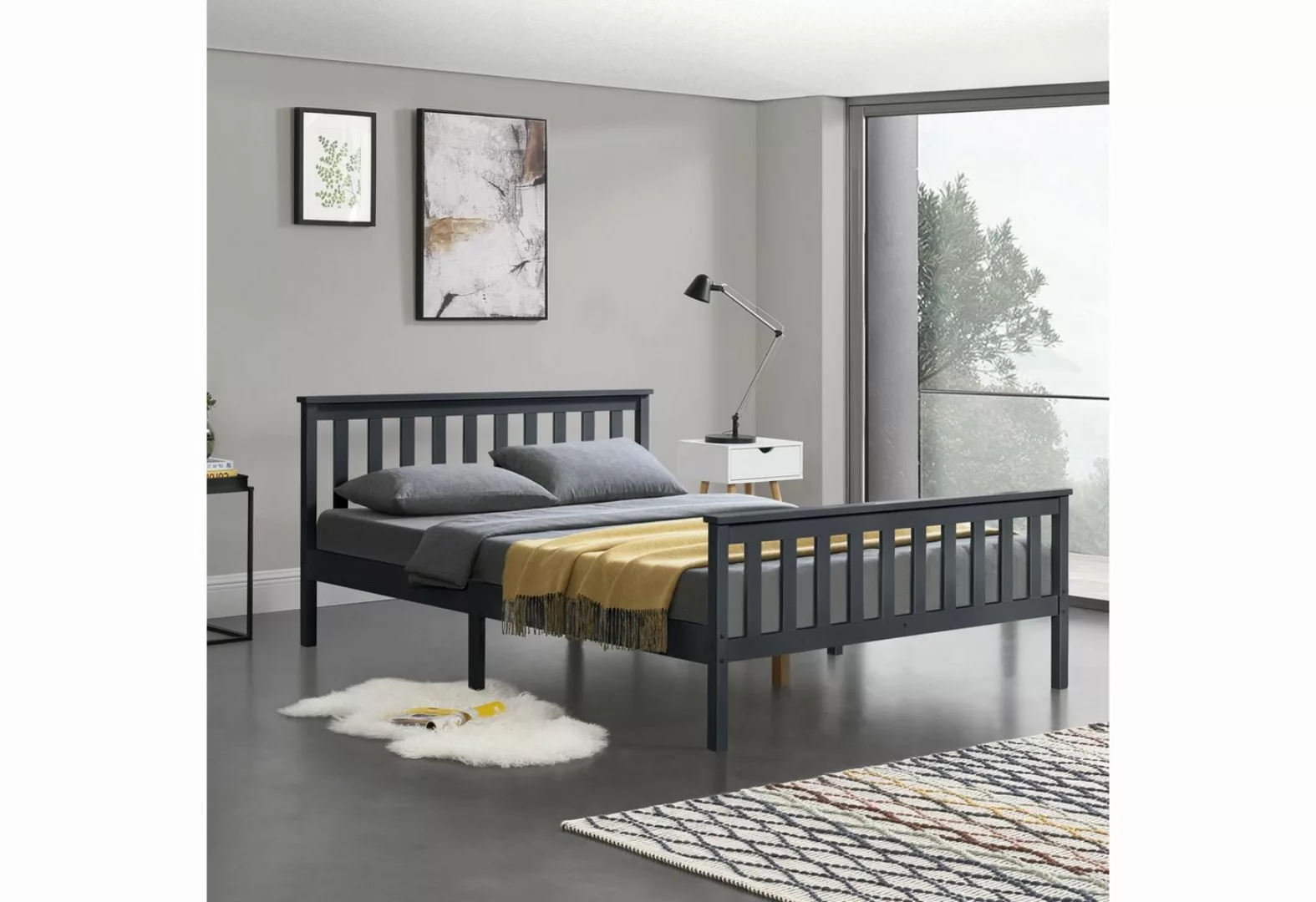 en.casa Holzbett, »Breda« Ehebett Doppelbett mit Lattenrost 160x200 cm Dunk günstig online kaufen