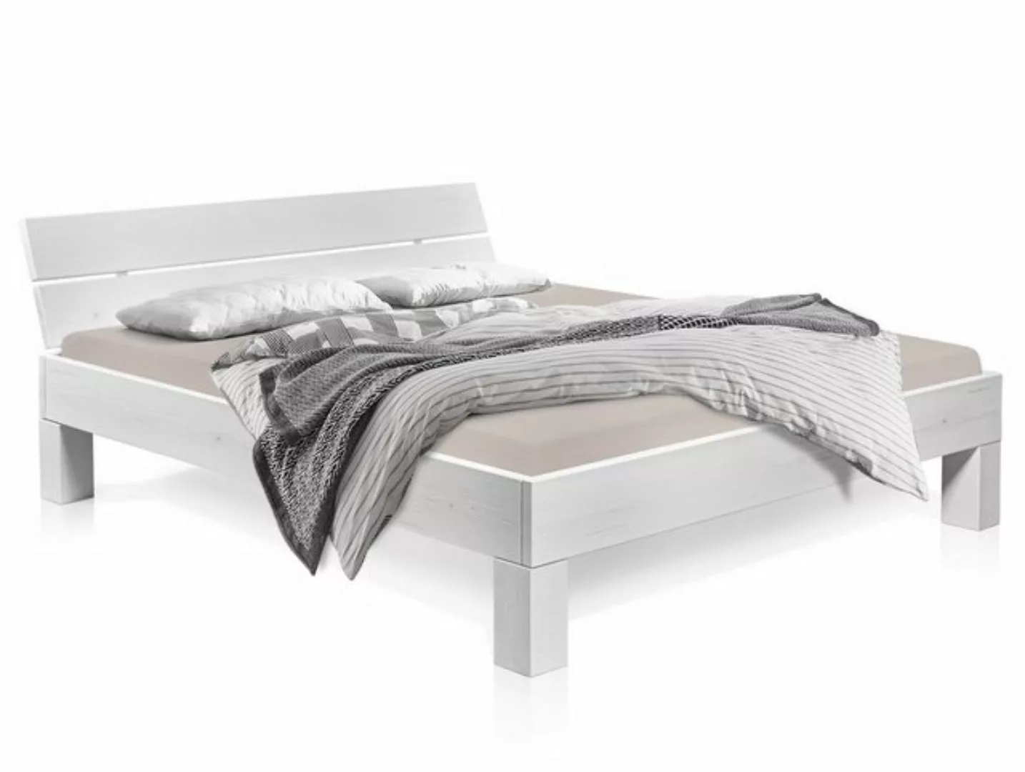 Moebel-Eins Massivholzbett, LUKY 4-Fuß-Bett mit Kopfteil, Material Massivho günstig online kaufen