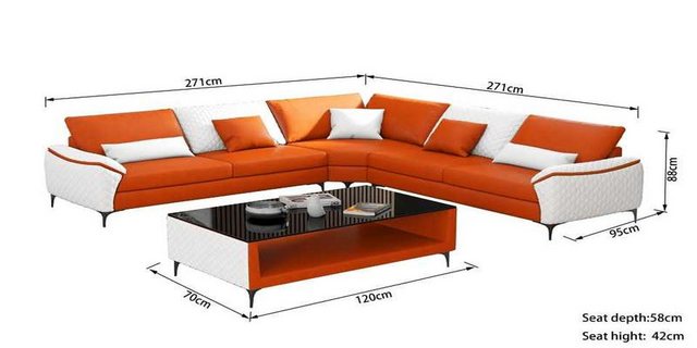 Xlmoebel Ecksofa Design-Sofa in L-Form aus schwarzem Luxusleder - Eckcouch günstig online kaufen