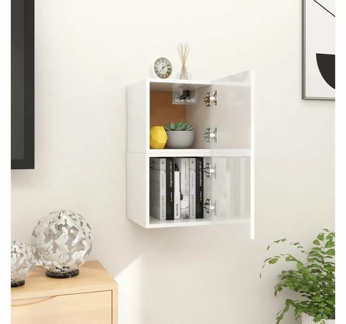 furnicato TV-Schrank TV-Wandschränke 2 Stk. Hochglanz-Weiß 30,5x30x30 cm günstig online kaufen