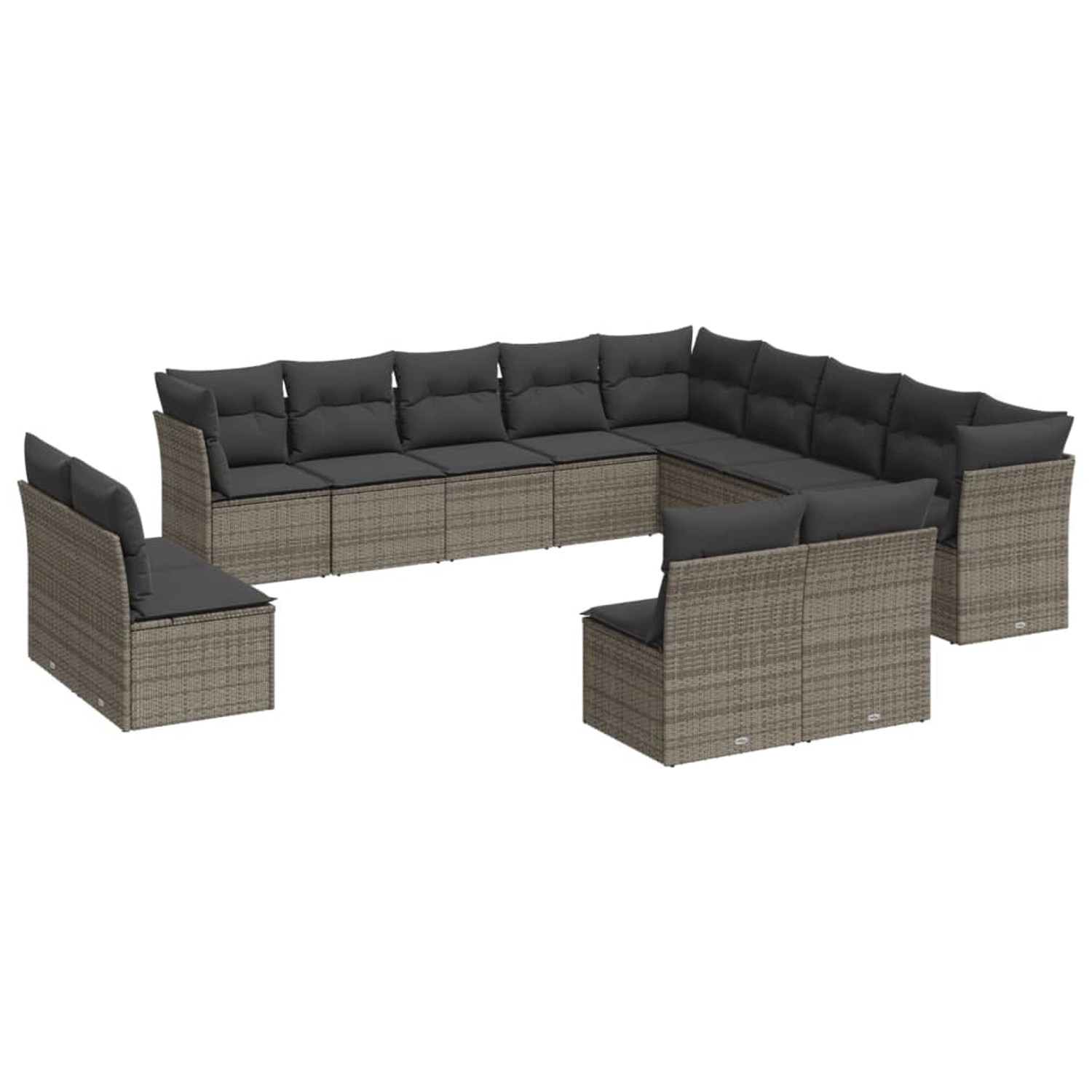 vidaXL 13-Tlg Garten-Sofagarnitur mit Kissen Grau Poly Rattan 3218490 günstig online kaufen