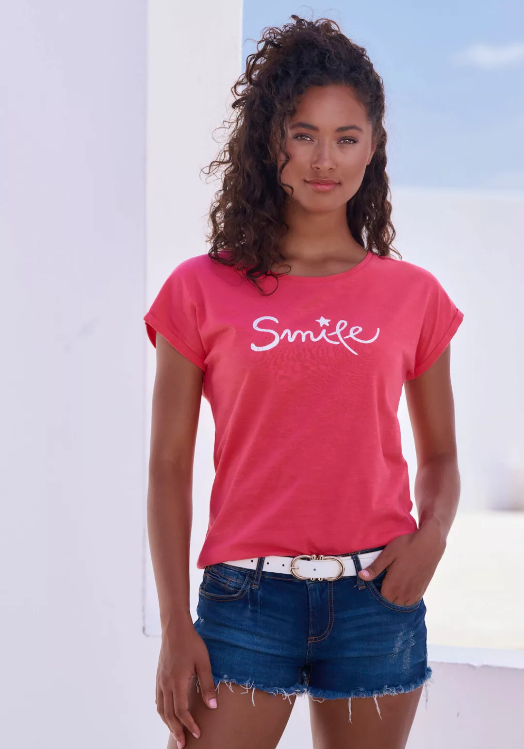 Beachtime T-Shirt "mit Frontdruck "Smile"", aus weicher Baumwoll-Qualität günstig online kaufen