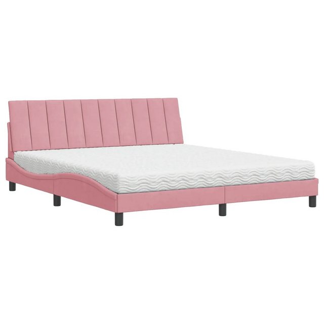 vidaXL Bett Bett mit Matratze Rosa 180x200 cm Samt günstig online kaufen