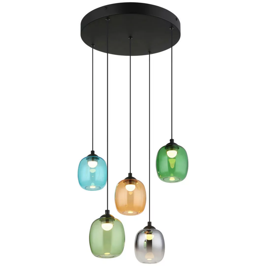 GLOBO LED-Pendelleuchte MINARA 31479508 schwarz bunt Metall Kunststoff Glas günstig online kaufen