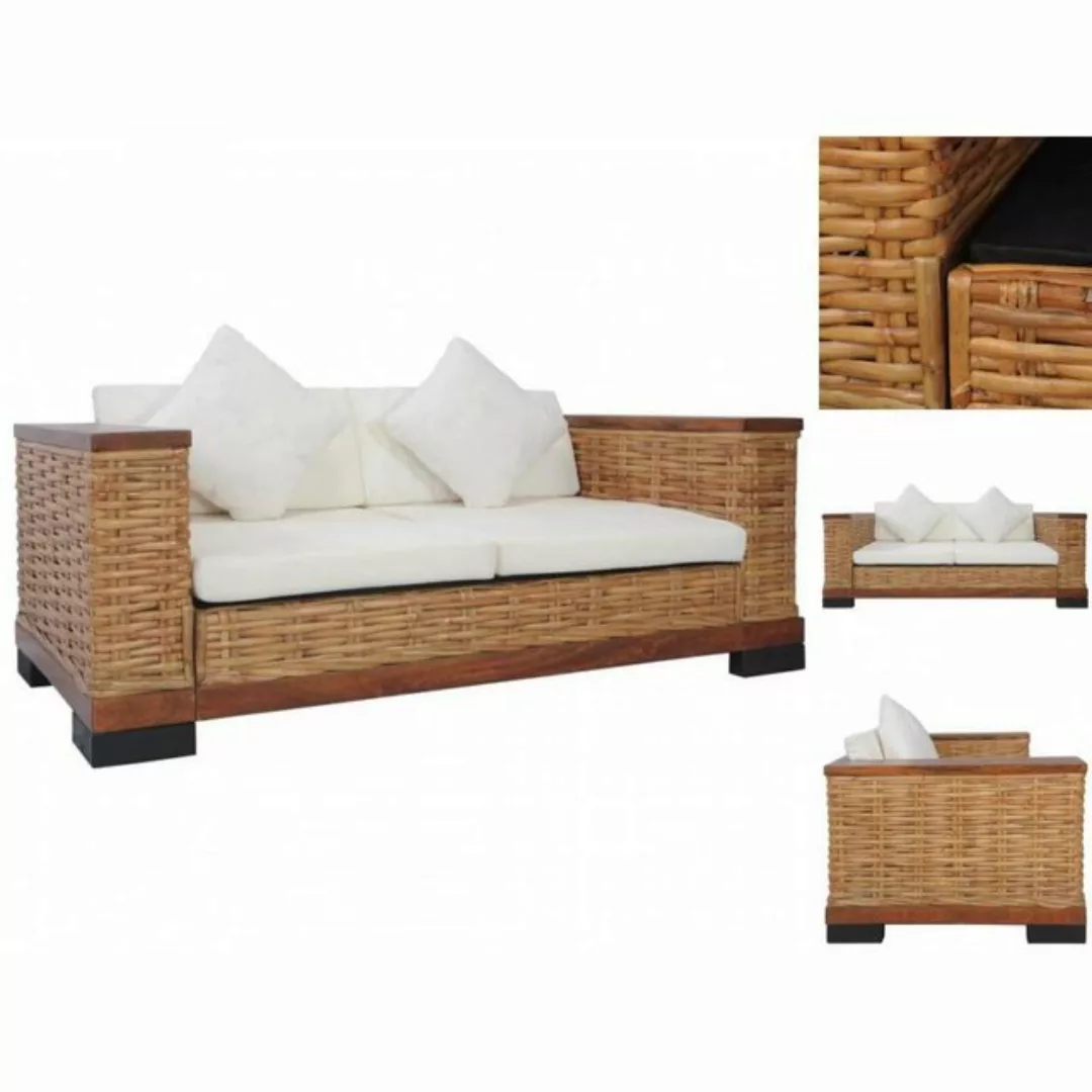 2-sitzer-sofa Mit Auflagen Braun Natur Rattan günstig online kaufen