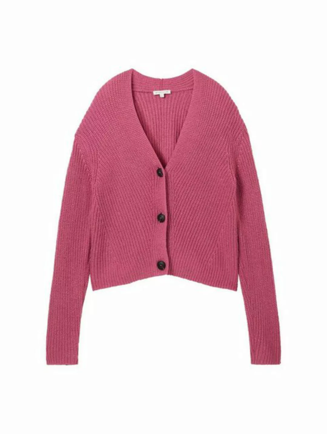 TOM TAILOR Strickjacke knit rib cardigan, pink velvet melange günstig online kaufen