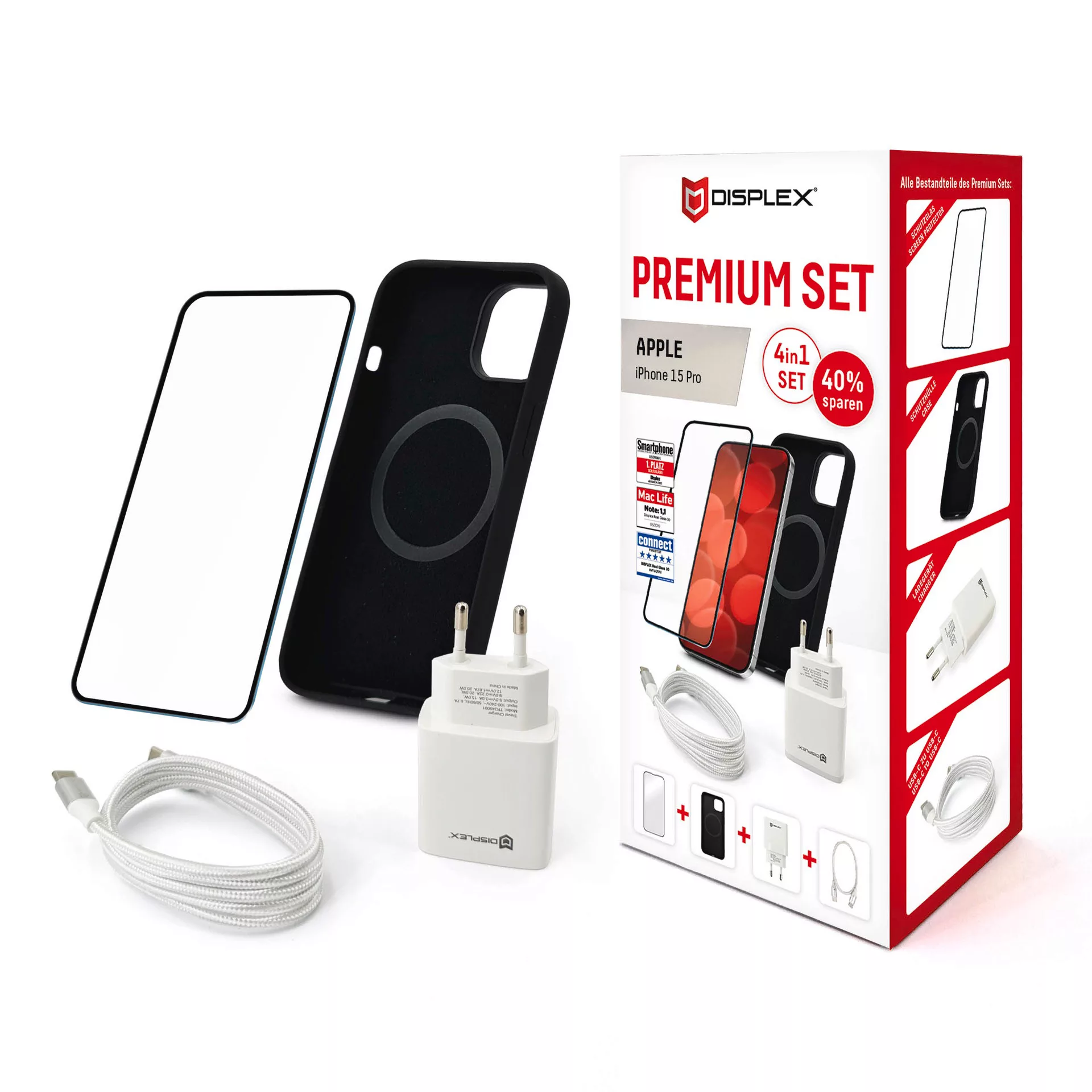 Displex Displayschutzglas »Premium Set 4in1«, für Apple iPhone 15 Pro, (Set günstig online kaufen