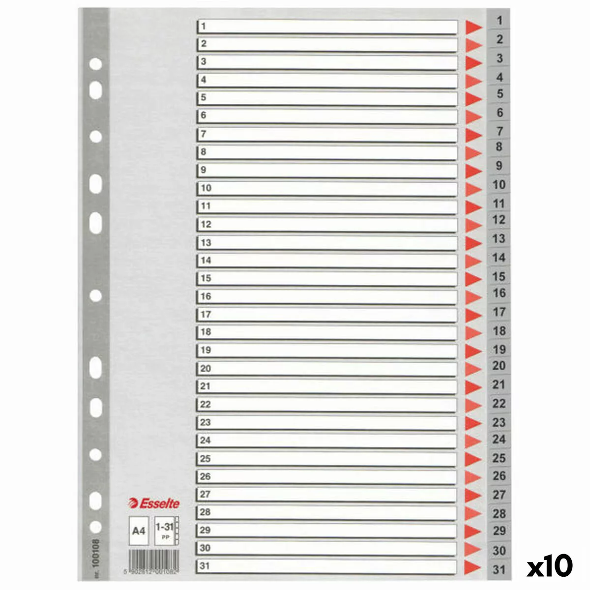 Distanzstücke Esselte 1-31 Nummeriert Grau A4 31 Bettlaken (10 Stück) günstig online kaufen